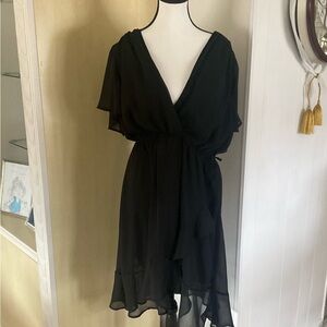 Fetal Black Midi Wrap Dress Size 2X